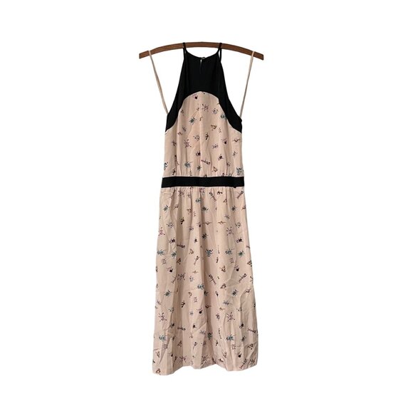 Anthropologie Raoul Womens Pink Black Bug Novelty Print Sleeveless Silk Dress 0 - Picture 4 of 6